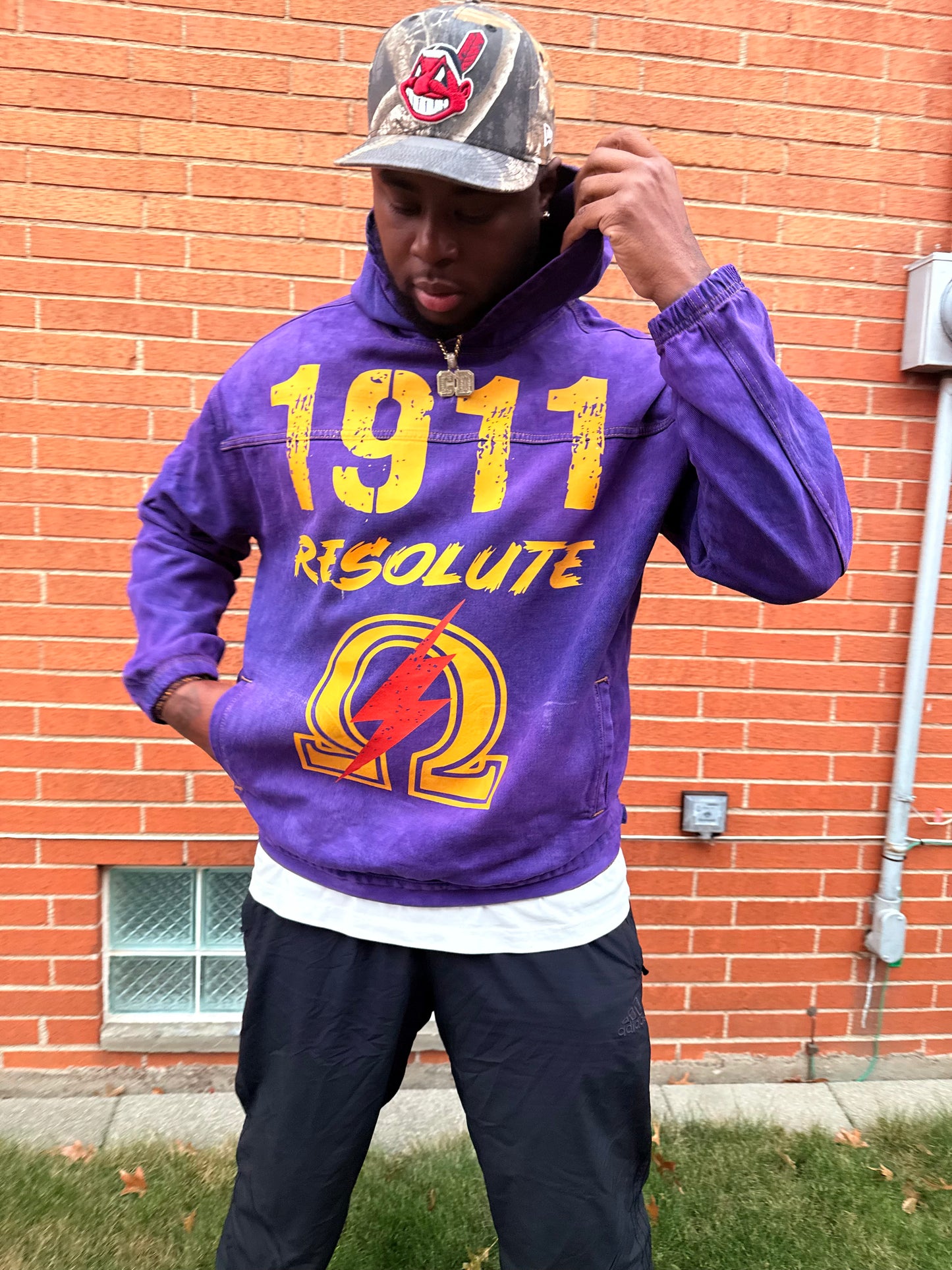 Purple resolute denim hoodie