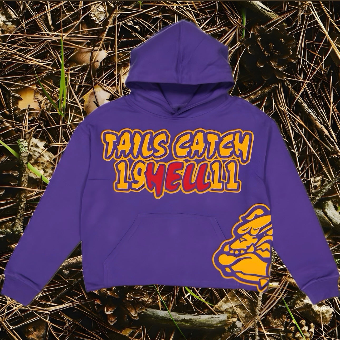 Purple Tail Crop Hoodie