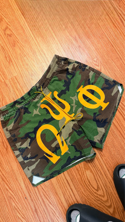 Camo above knee shorts